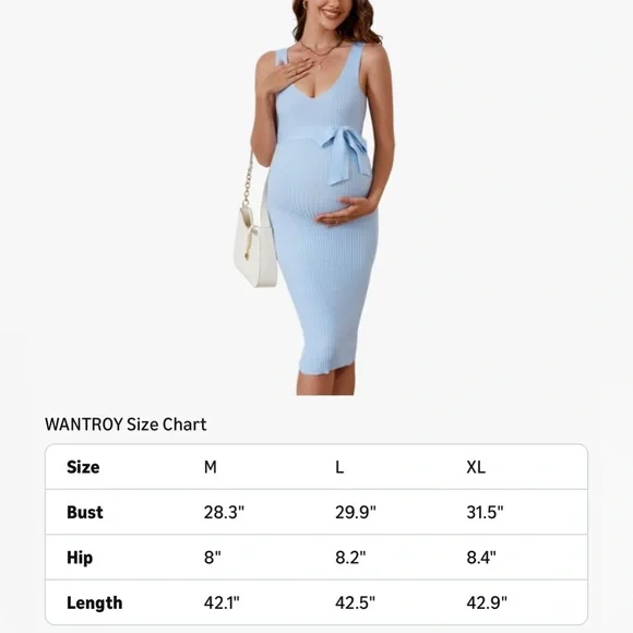 NWT Maternity Dress Sleeveless Rib Knit Baby Shower Dresses Pregnancy Large XL - Picture 2 of 4